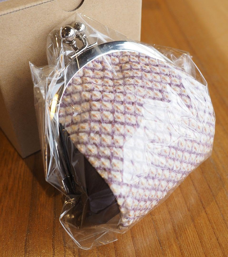 伝統工芸品　京鹿の子絞りと牛革のがま口　ブラウン 伝統工芸品 京鹿の子絞りと牛革のがま口 ブラウン